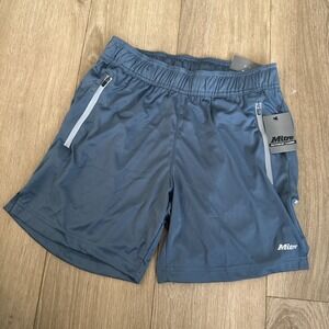 Mitre Men's Shorts Unlined Moisture Wicking Zip Pockets Blue Large 7" NEW